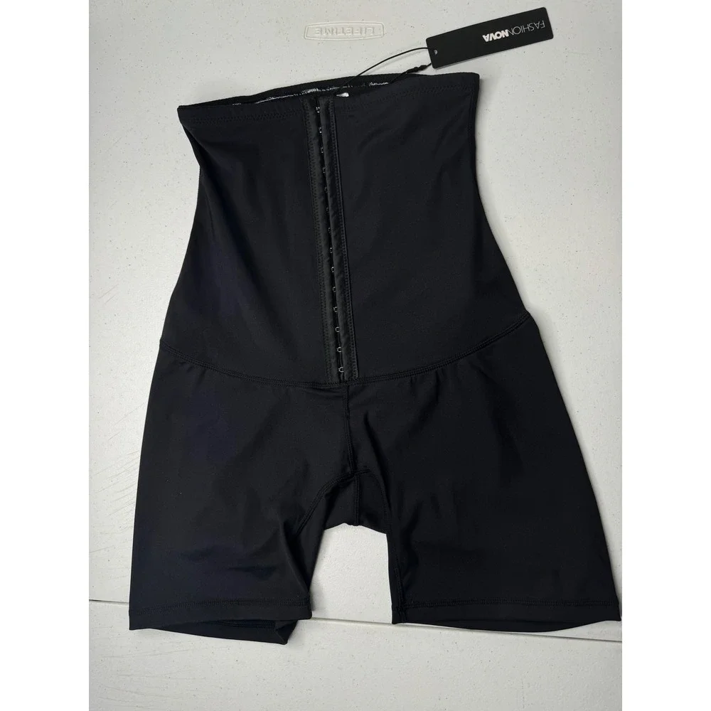Fashion Nova Snatched Tight Sculpting Shapewear Short Black Hook Eye BD5020FN M